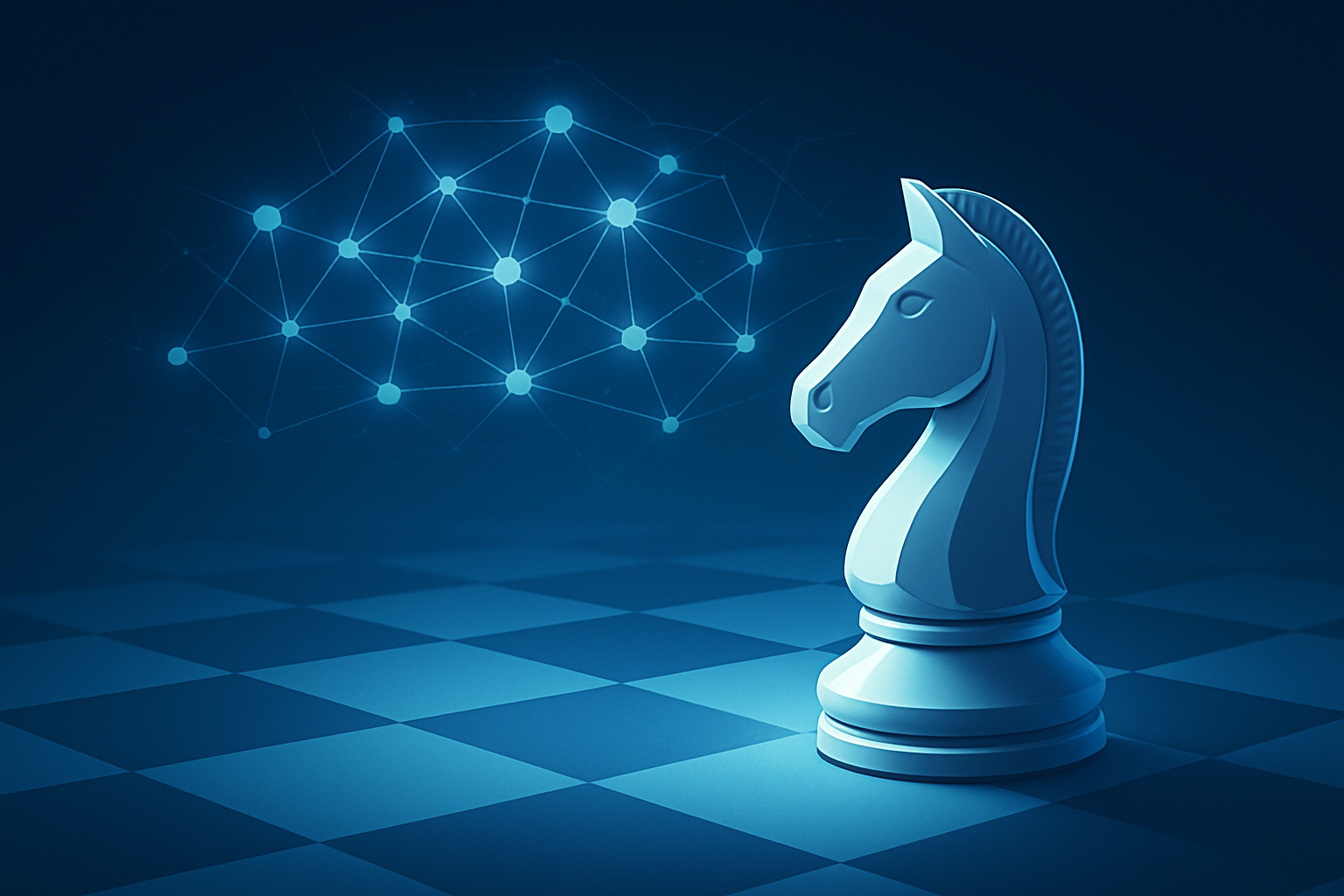 AI analyzing chess position with neural network visualization