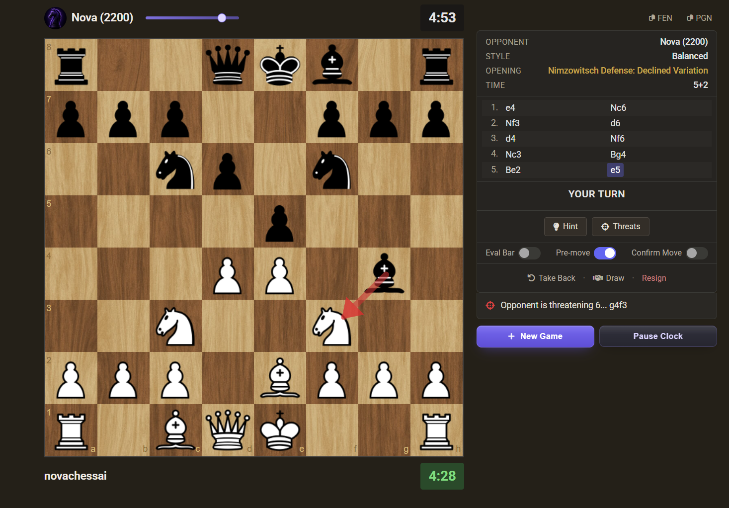 See opponent threats or get position hints