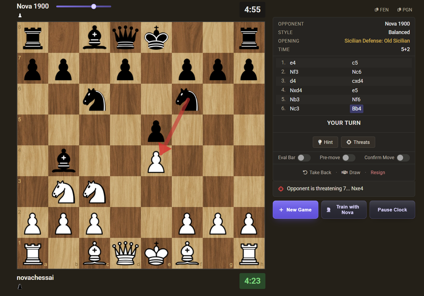 See opponent threats or get position hints