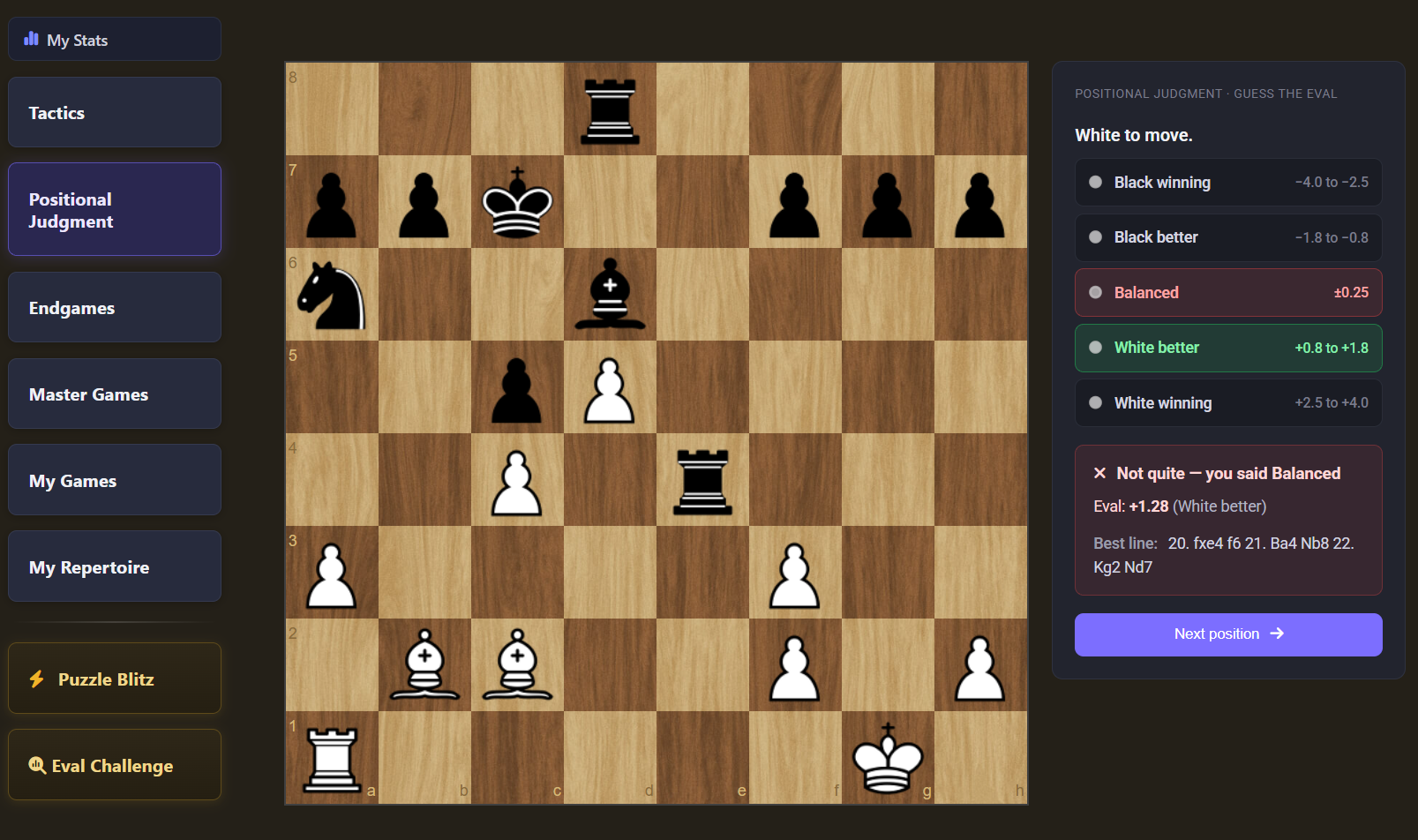 Positional Judgment: Guess the Eval